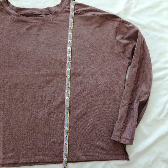 Girlfriend Collective ReSet Long Sleeve Tee Heathered Burgundy Medium - Picture 8 of 13